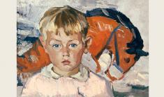 Лев Русов. Андрей с лошадкой. Карт.м.,44х56. 1963