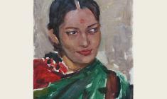 Лев Русов. Индийская девушка. Карт.м.,43,2х32. 1957